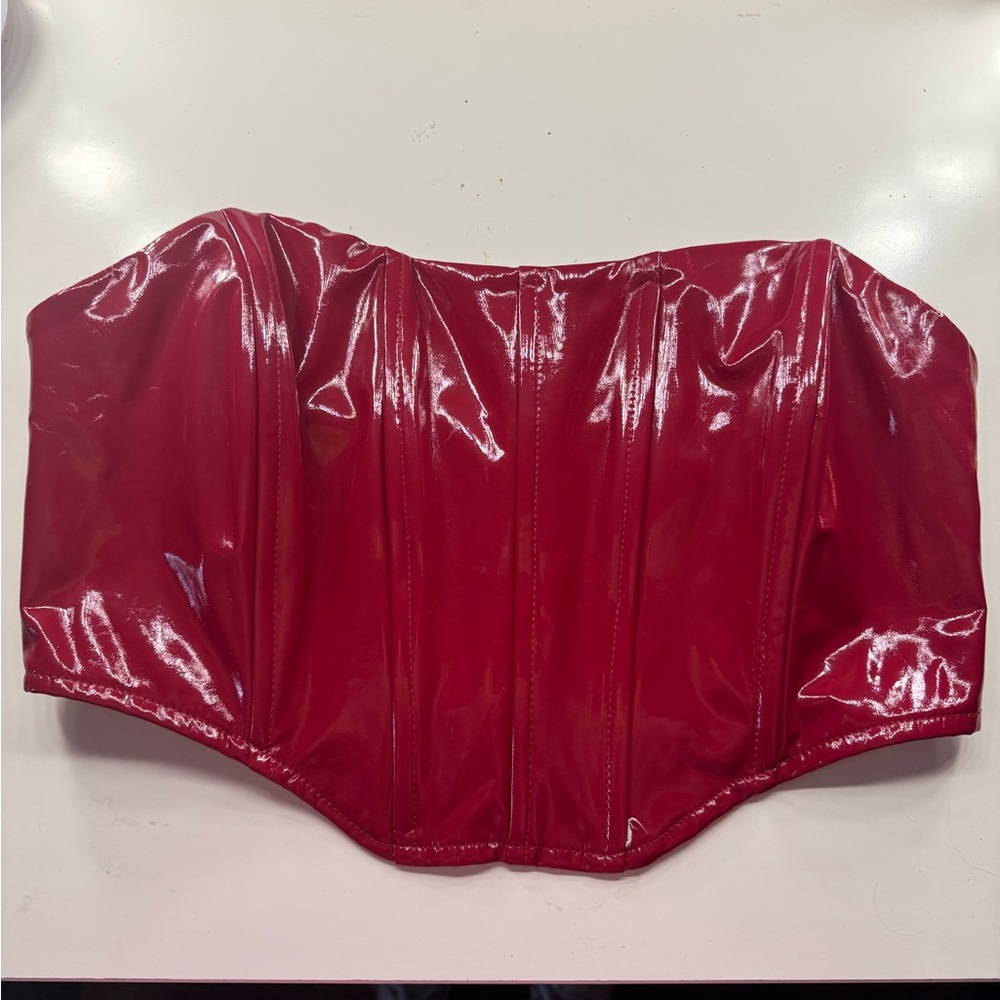 Garage Red Shiny Crop Top